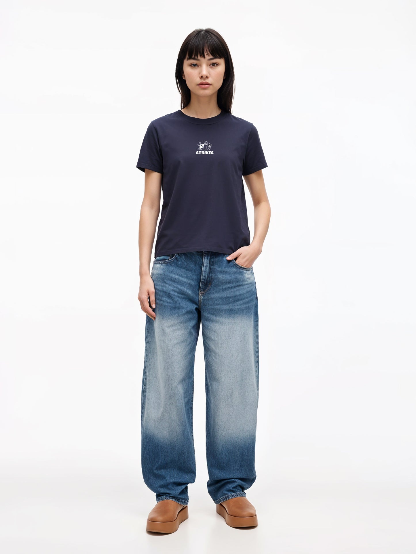 Strikes T-Shirt- Navy blue Regular Fit T-Shirt