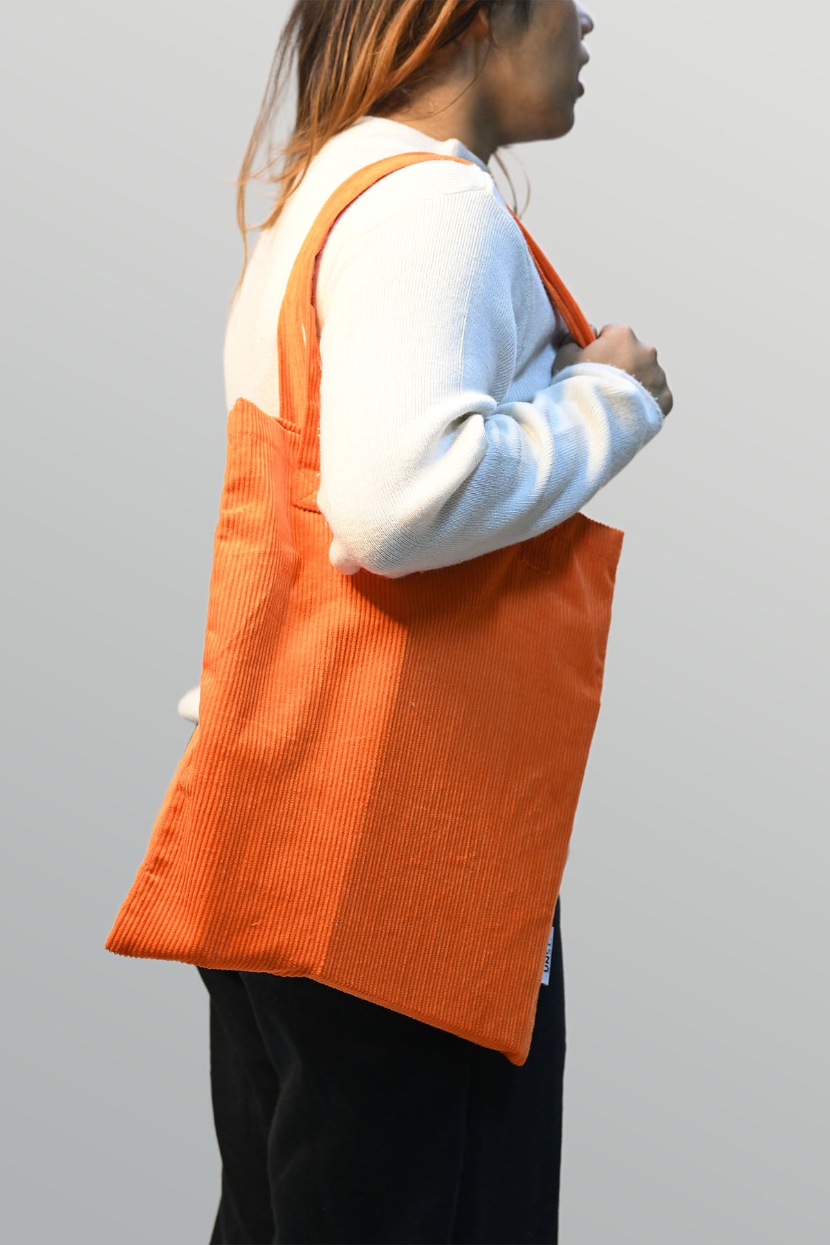 Orange Corduroy Tote Bag