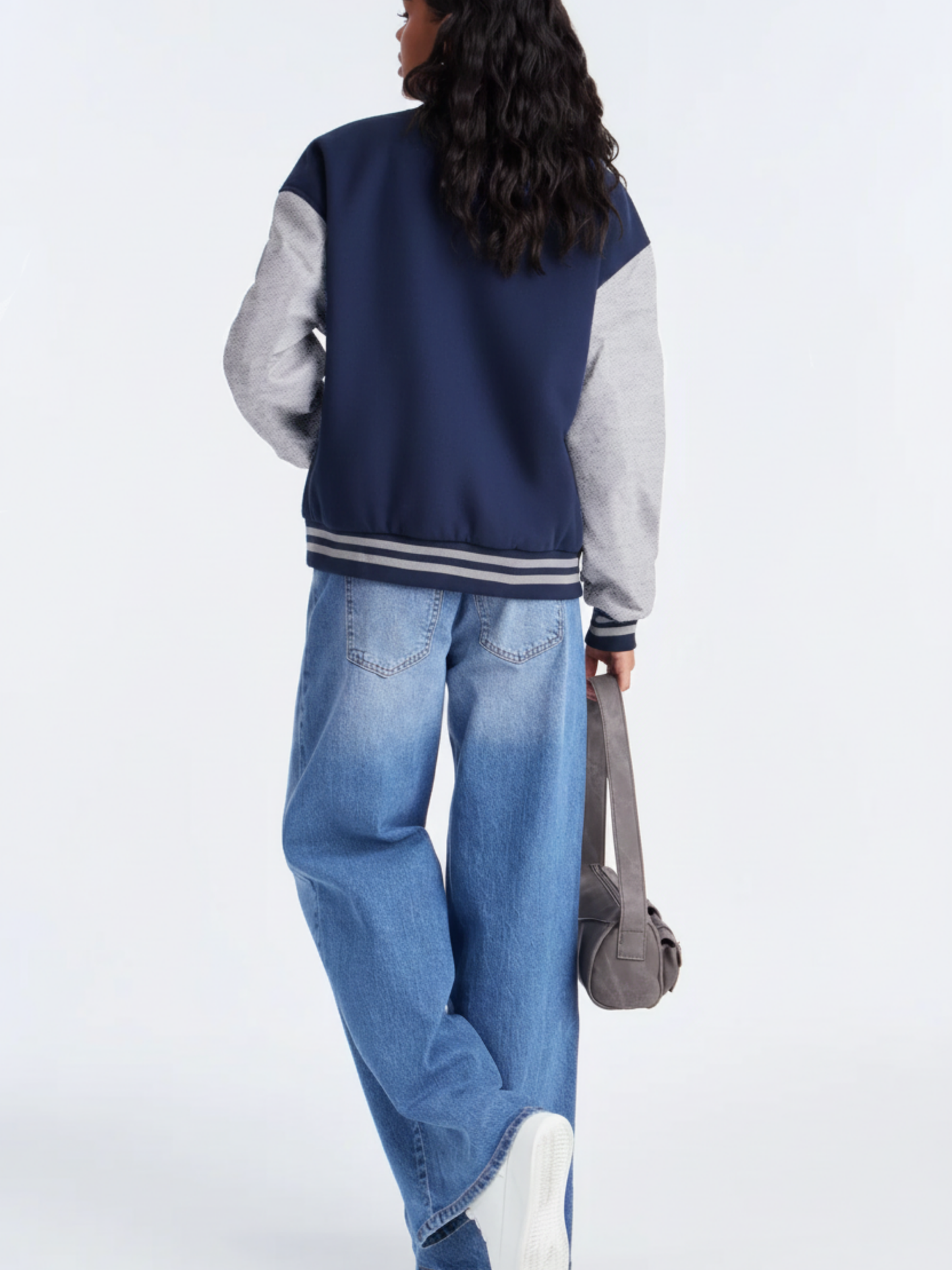 Navy Blue-Grey Varsity Jacket- UB