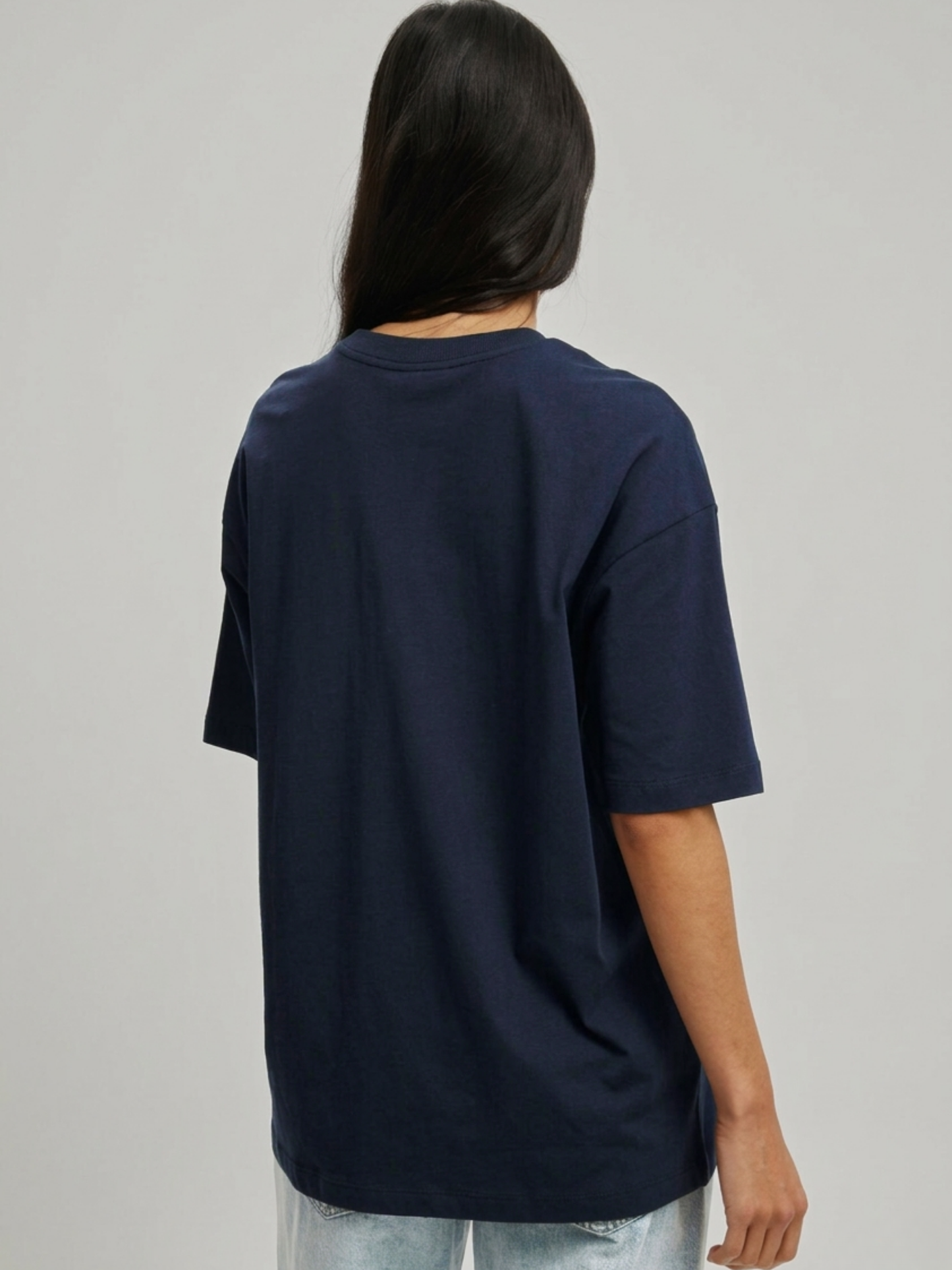 Desi Lotus Hands Oversized T-Shirt- Navy Blue