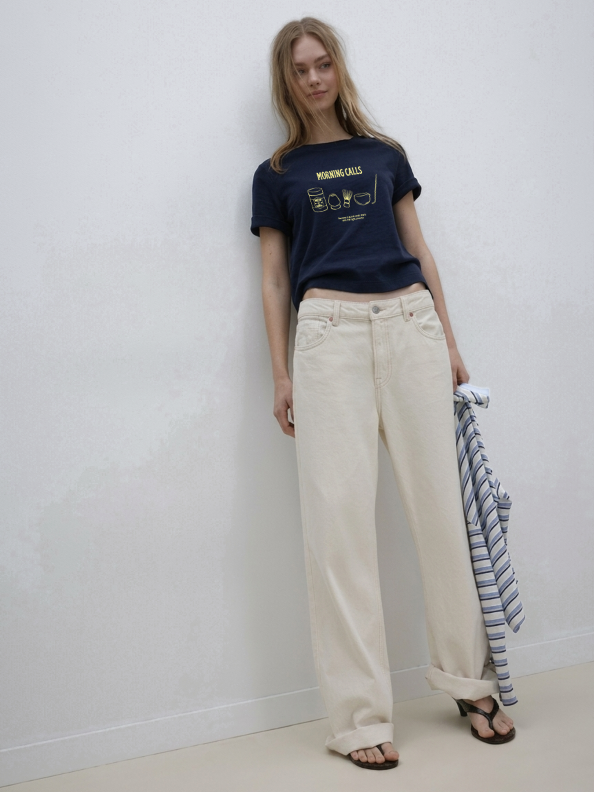 Morning Matcha Calls Regular Fit T-Shirt - Navy Blue