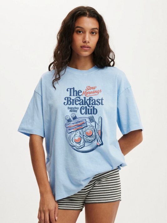 The Breakfast Club Oversized T-Shirt- Sky Blue