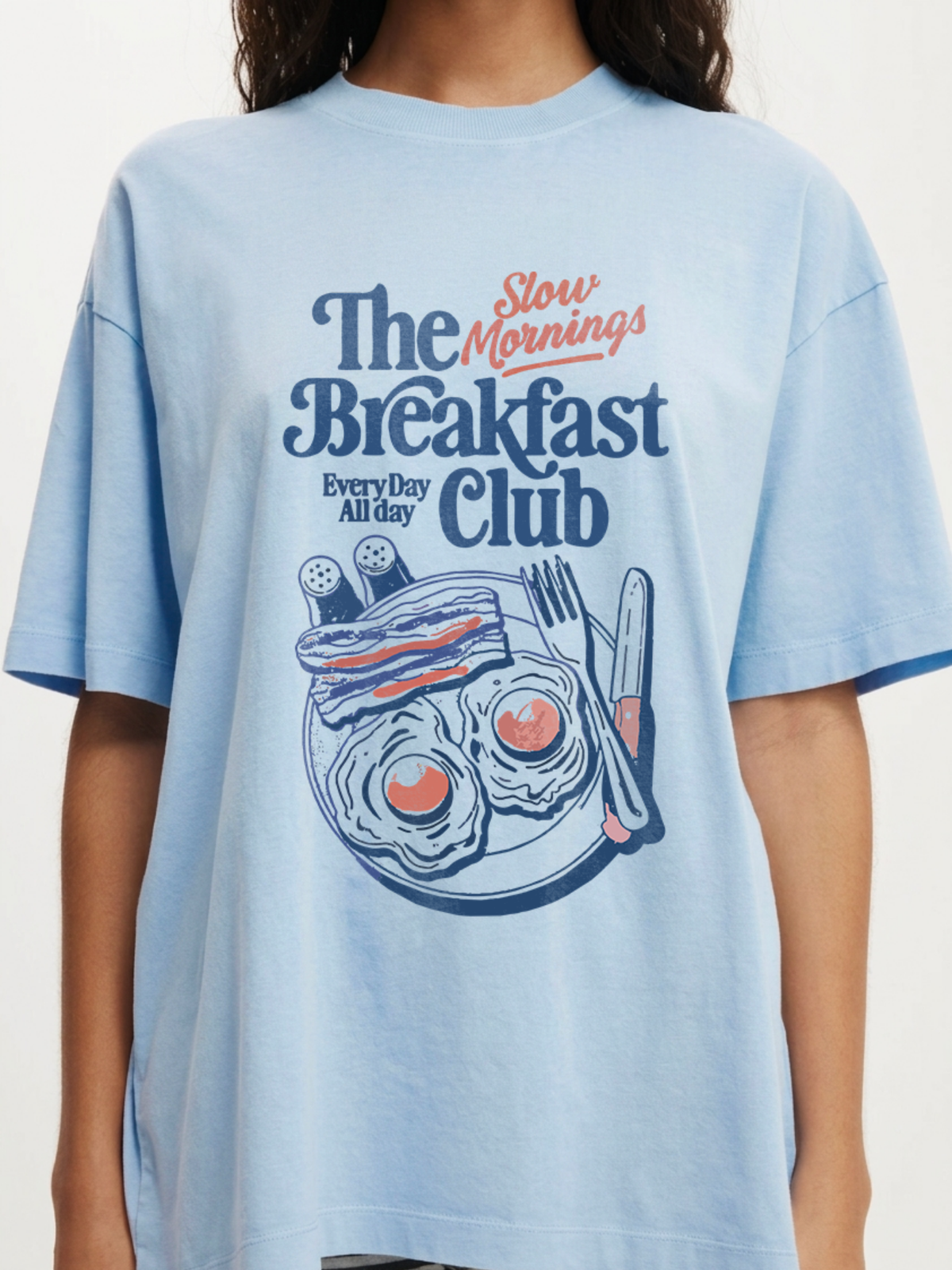 The Breakfast Club Oversized T-Shirt- Sky Blue