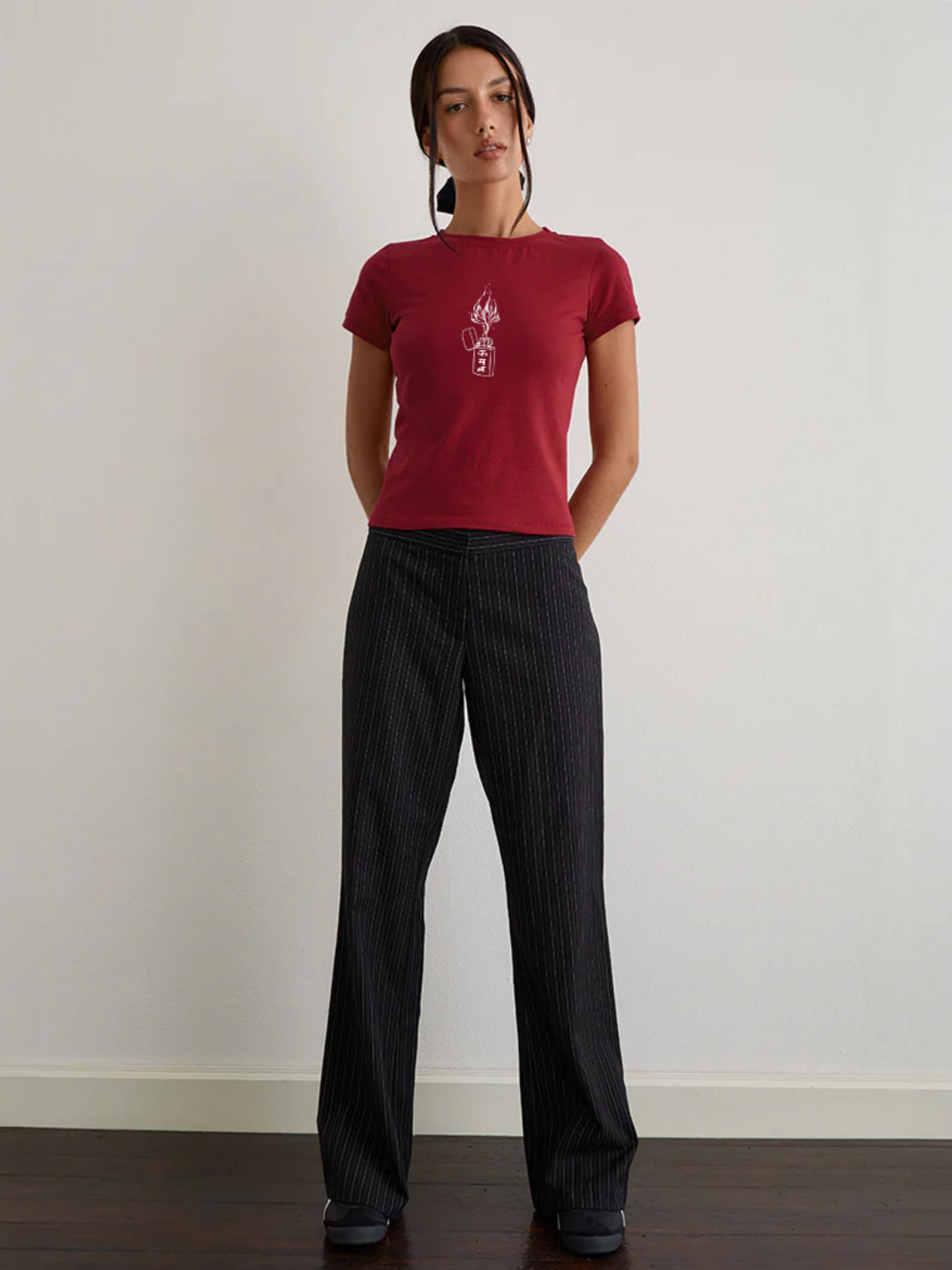 Kamal Lit Crop T-Shirt- Dark Red