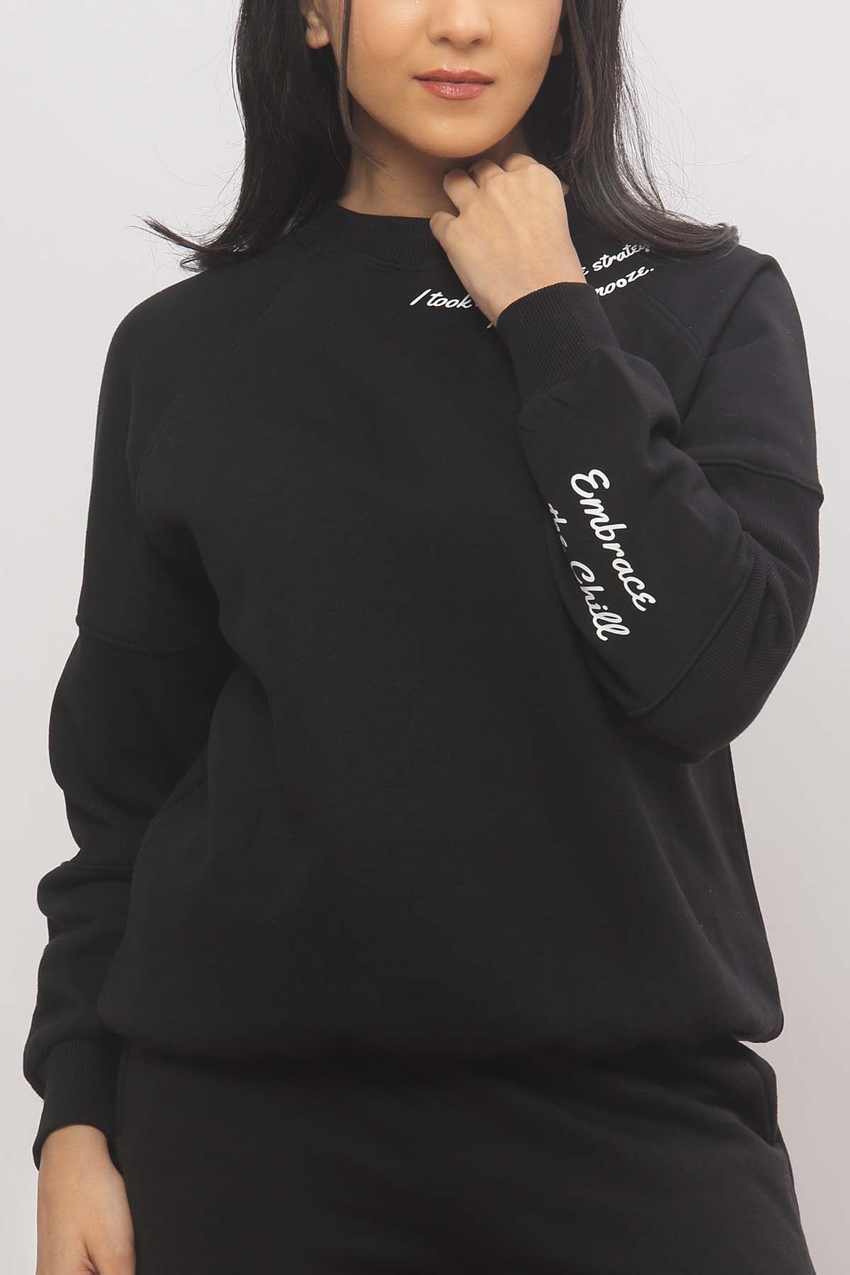 Black Oversized Sweatshirt + Wide Leg Jogger Co-ord Set