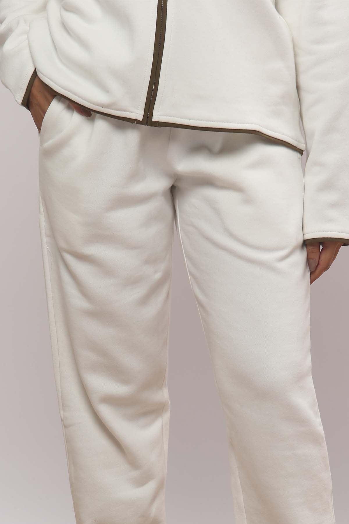 Off White Olive Tipping Zip Hoodie + Off Straight Jogger Co-ord Set