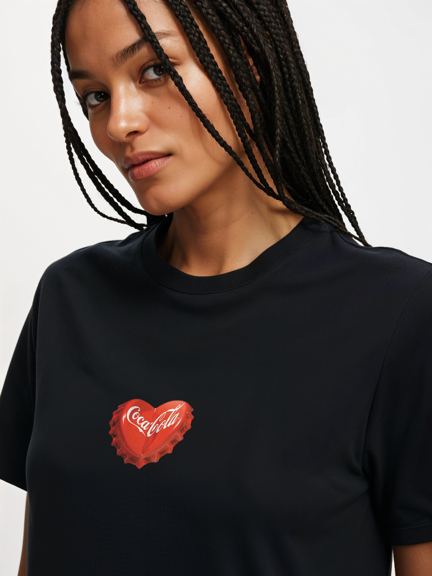 Coke Heart Cap Regular Fit T-Shirt - Black
