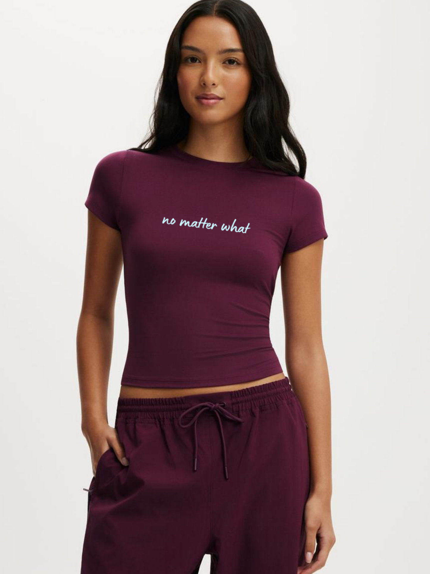 No matter what Crop T-Shirt- Wine