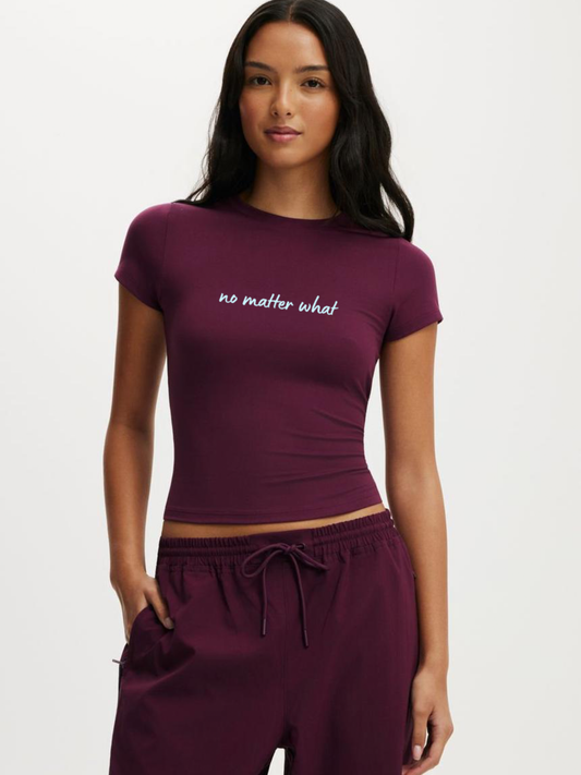No matter what Crop T-Shirt- Wine