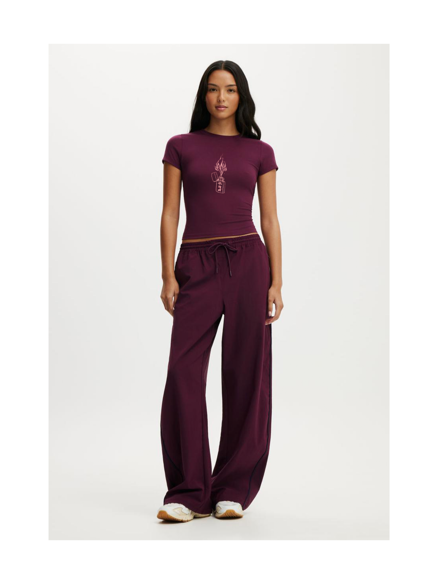 Kamal Lit Crop T-Shirt- Wine