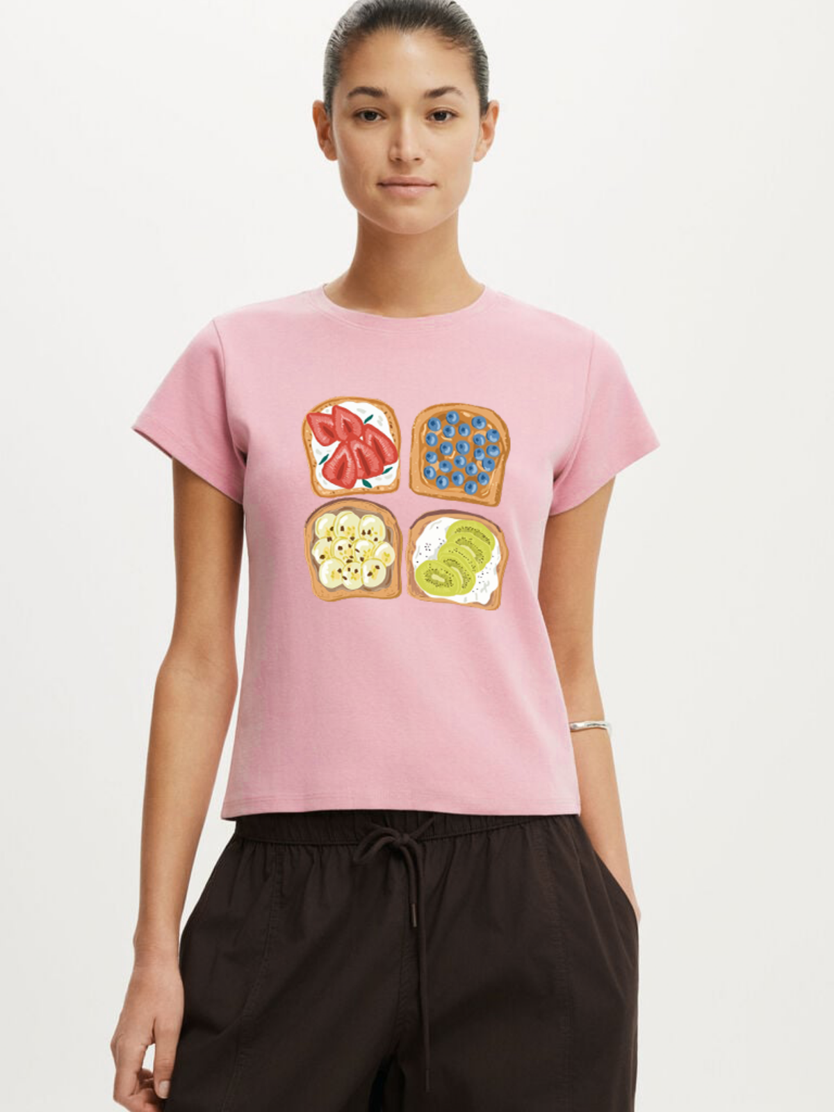 Toast Affair Crop T-Shirt- Pink