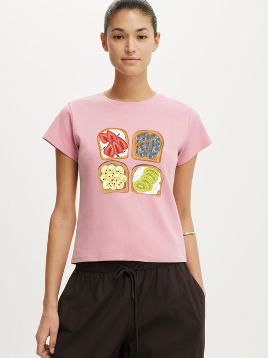 Toast Affair Crop T-Shirt- Pink