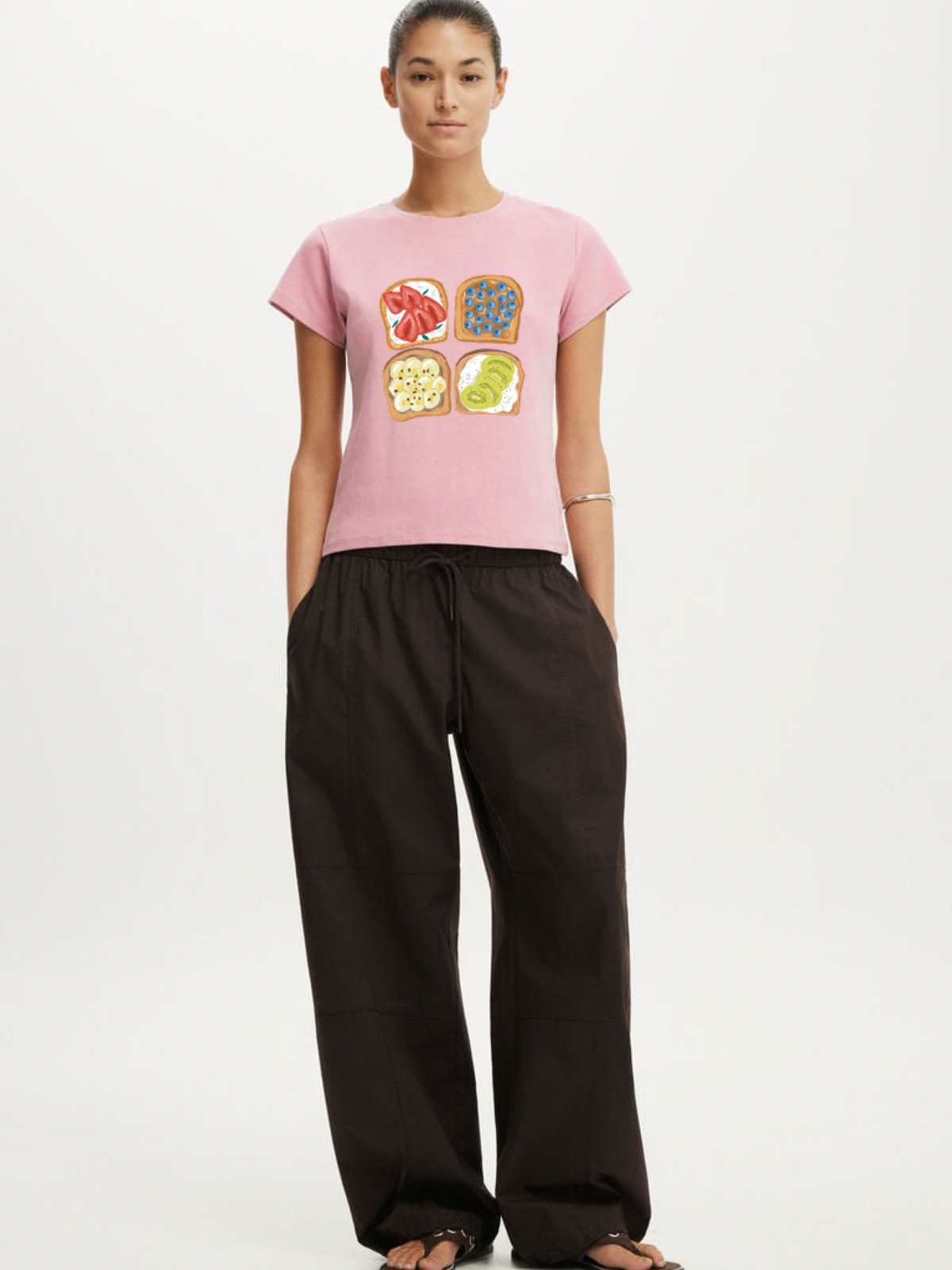 Toast Affair Crop T-Shirt- Pink
