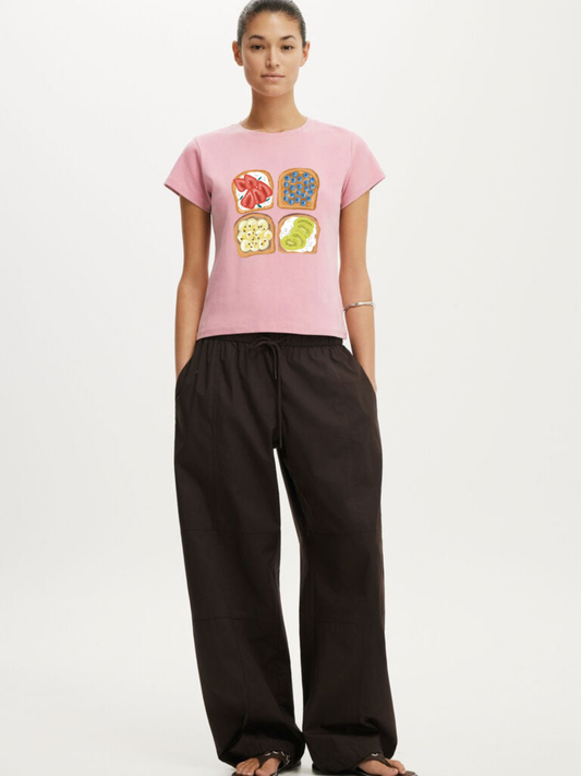 Toast Affair Crop T-Shirt- Pink