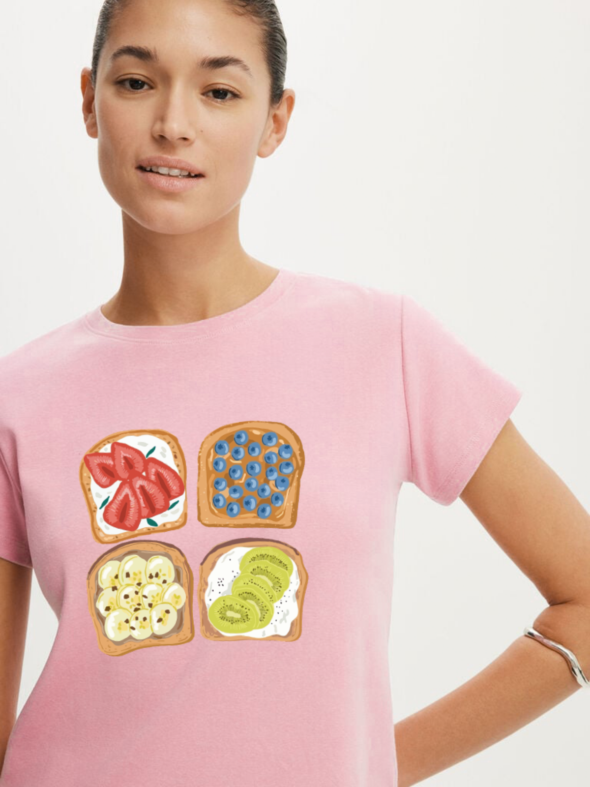 Toast Affair Crop T-Shirt- Pink