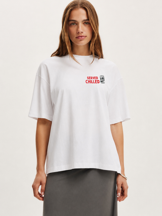 Served Chilled Oversized T-Shirt - White