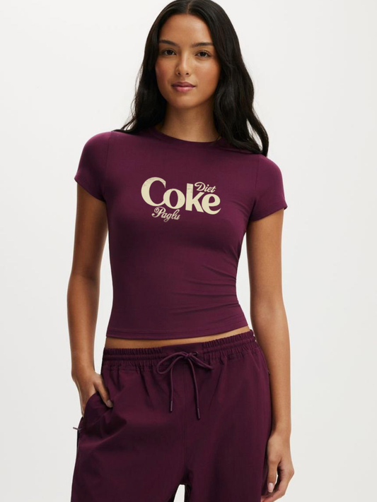 Diet Coke Paglu Crop T-Shirt - Wine