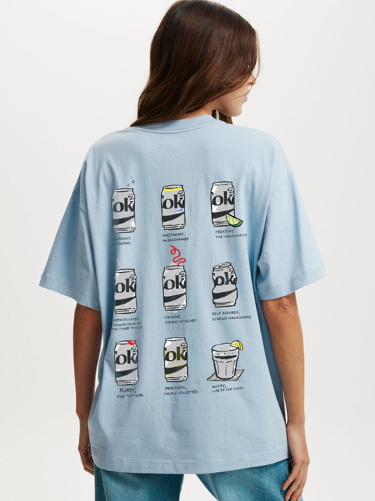Served Chilled Oversized T-Shirt - Sky Blue