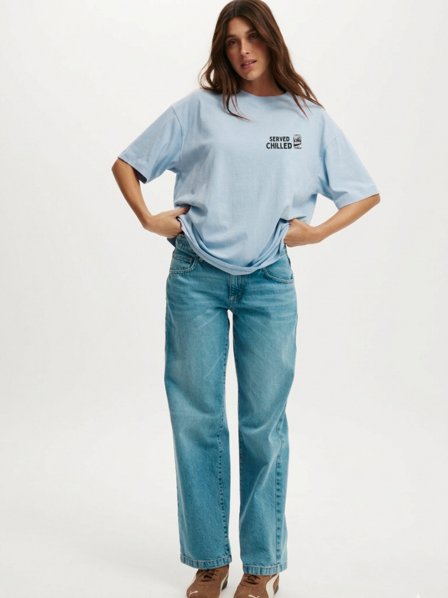 Served Chilled Oversized T-Shirt - Sky Blue