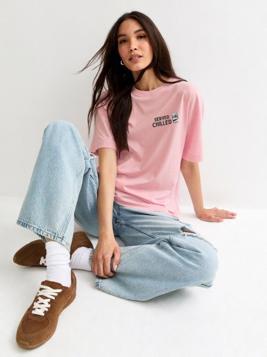 Served Chilled Oversized T-Shirt - Pink