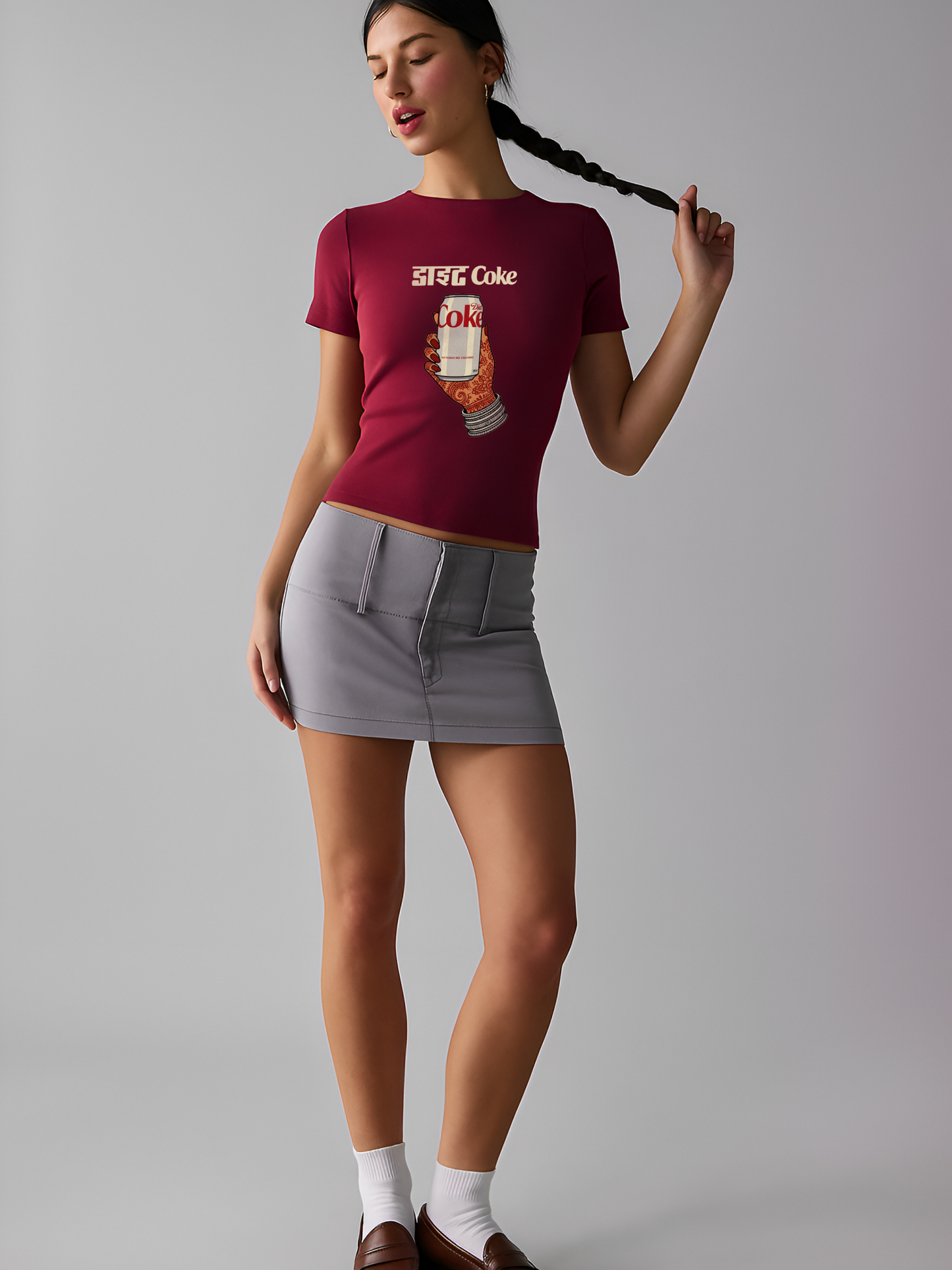 Desi Diet Coke Crop T-Shirt - Dark Red