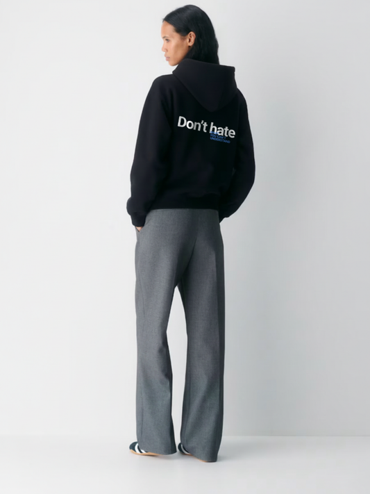 Don't Hate Zip Hoodie- Black