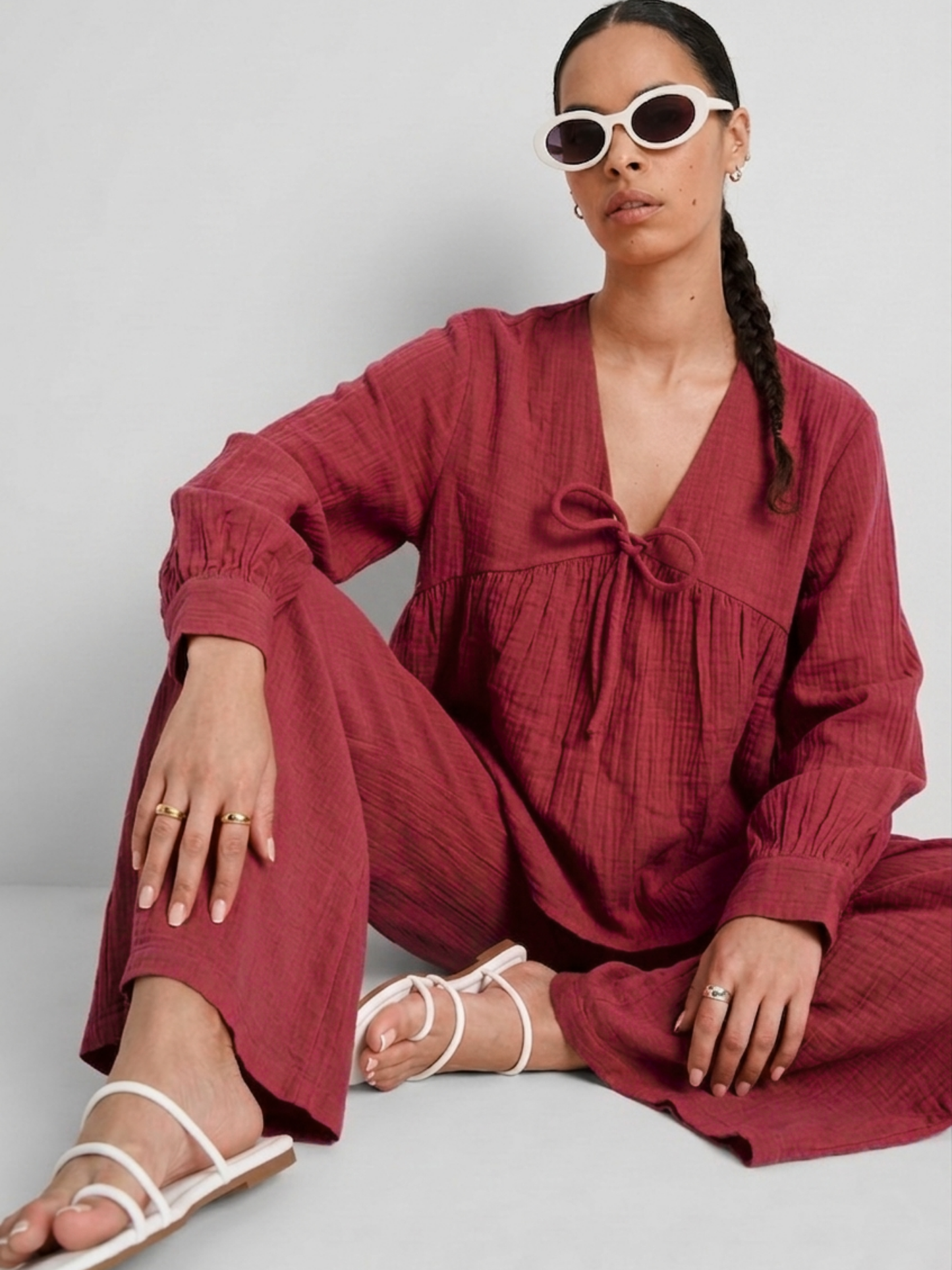 Burgandy Gauze Flow Set