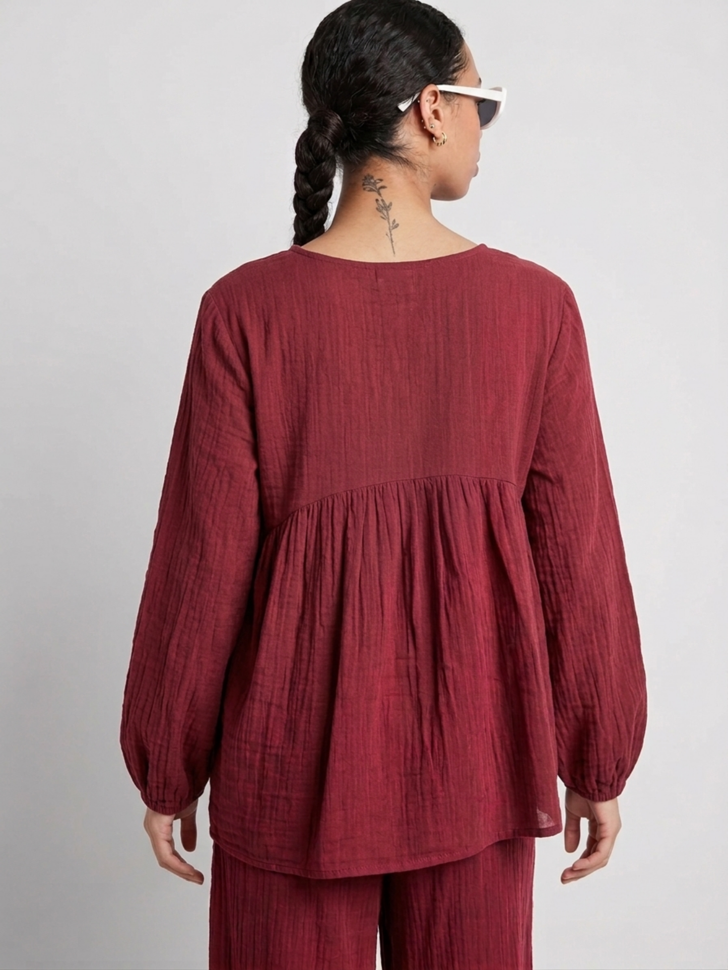 Burgandy Gauze Flow Set