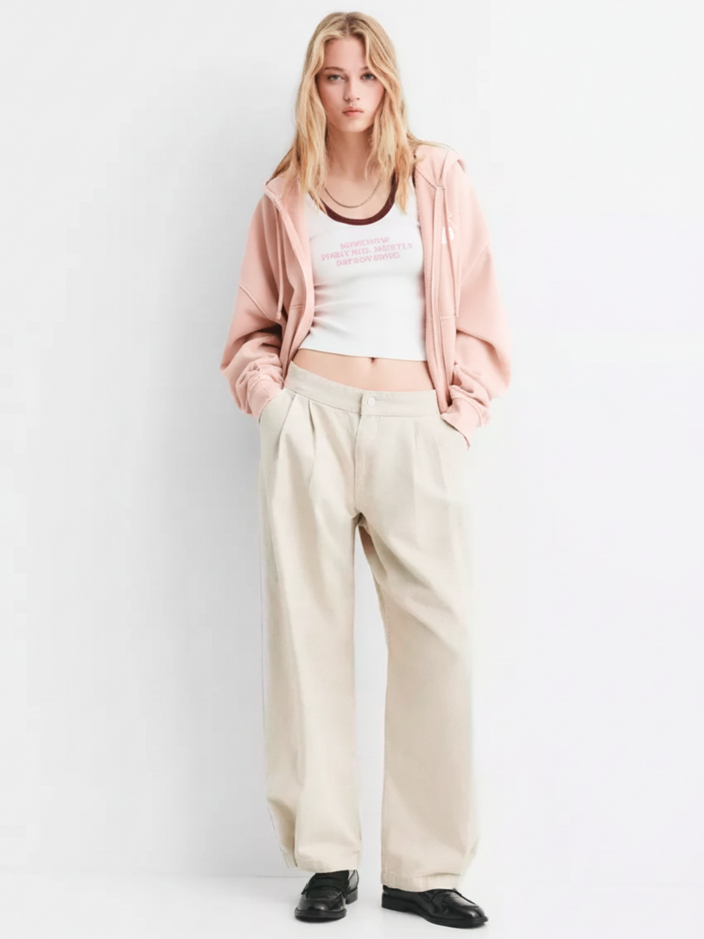 Zip Hoodie- Baby Pink