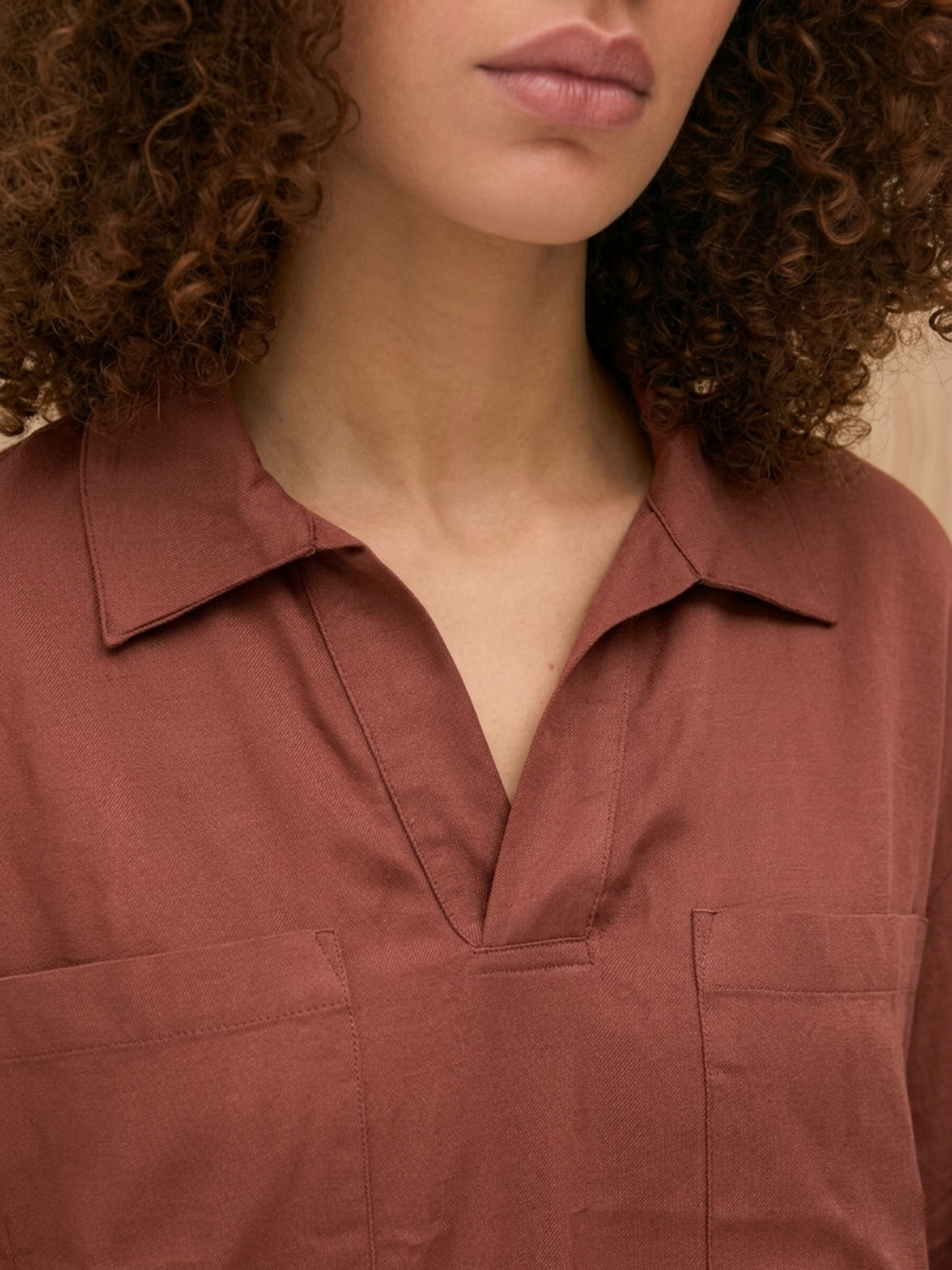 Brown Relaxed Collar Top