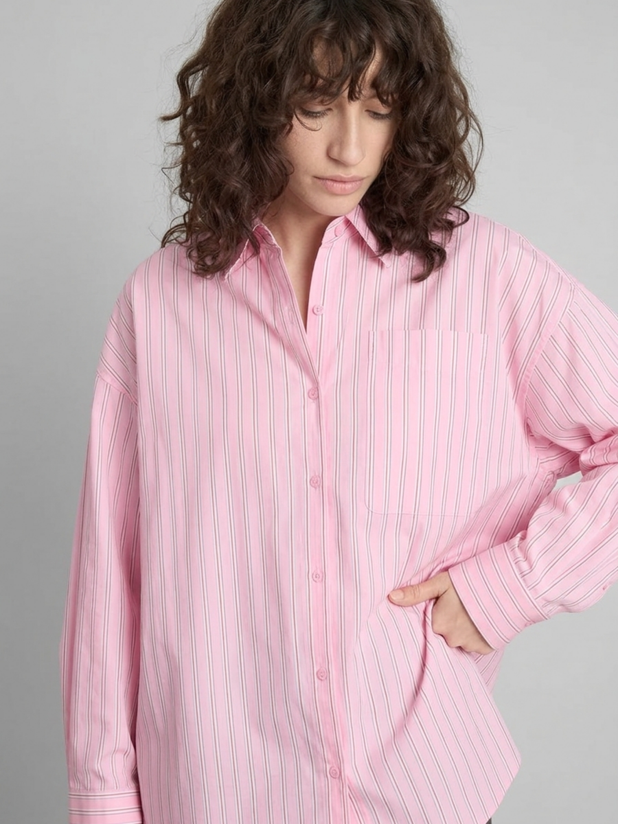 Pink Oversized Stripe Shirt