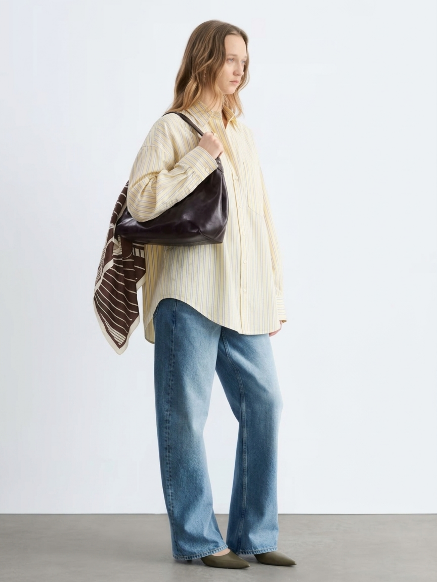 Butter Yellow Oversized Stripe Shirt