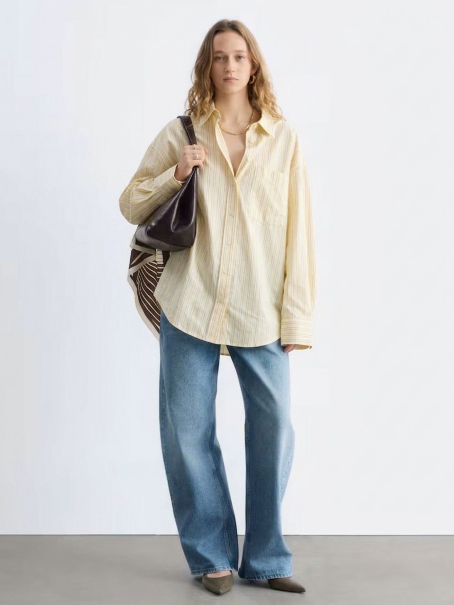 Butter Yellow Oversized Stripe Shirt