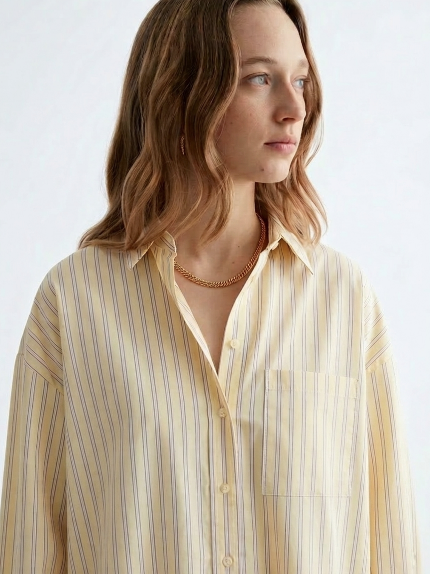 Butter Yellow Oversized Stripe Shirt