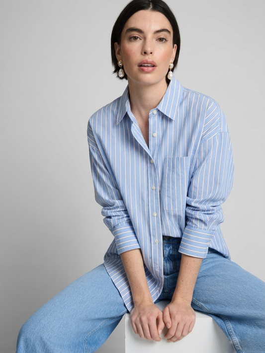Blue Oversized Stripe Shirt