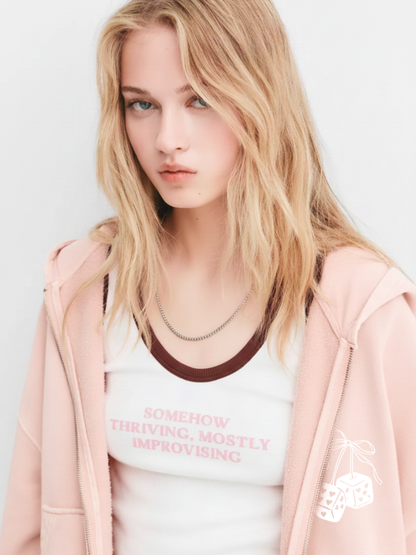 Zip Hoodie- Baby Pink