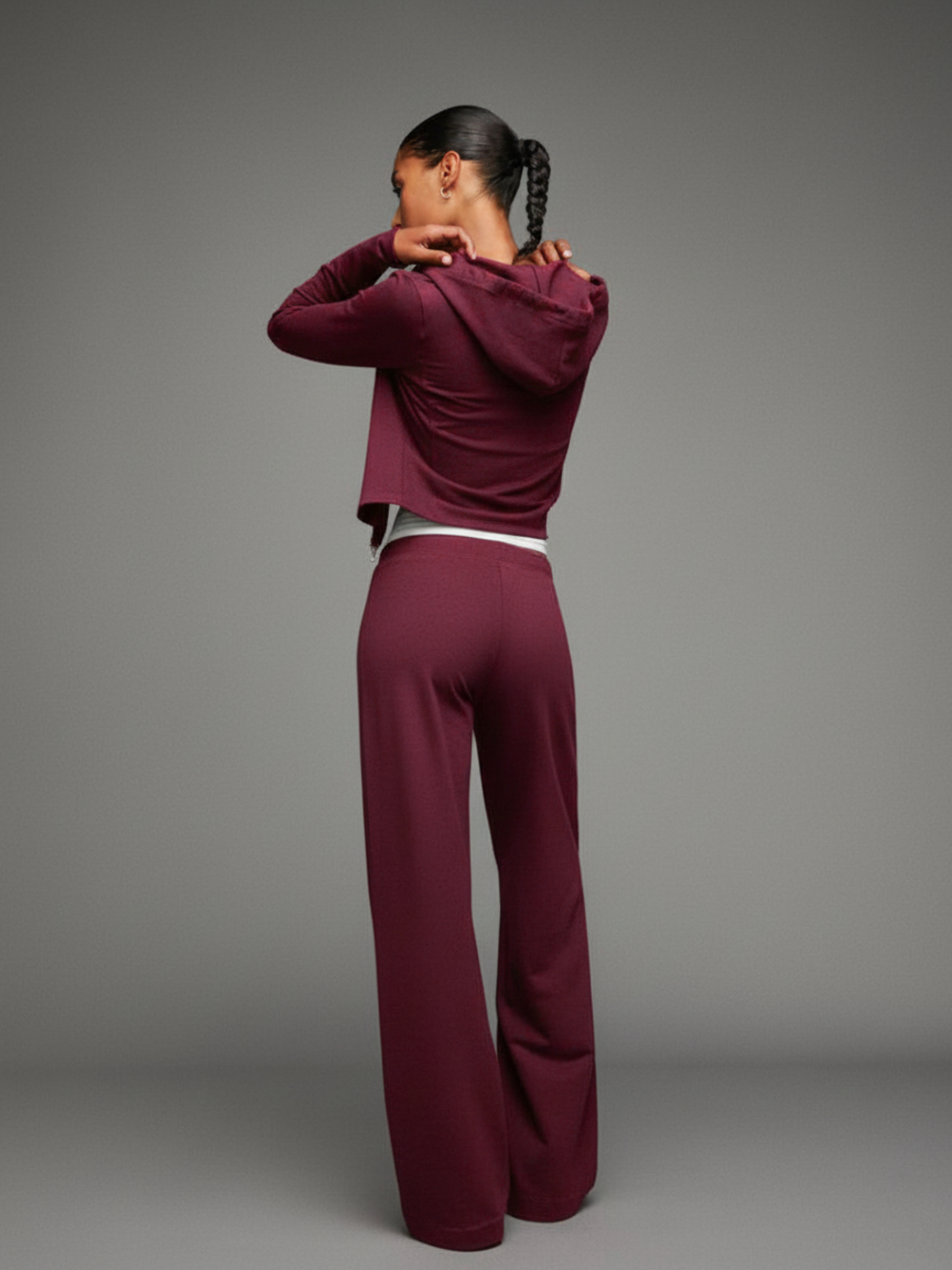 Burgandy- SculptFit Crop Zip Hoodie