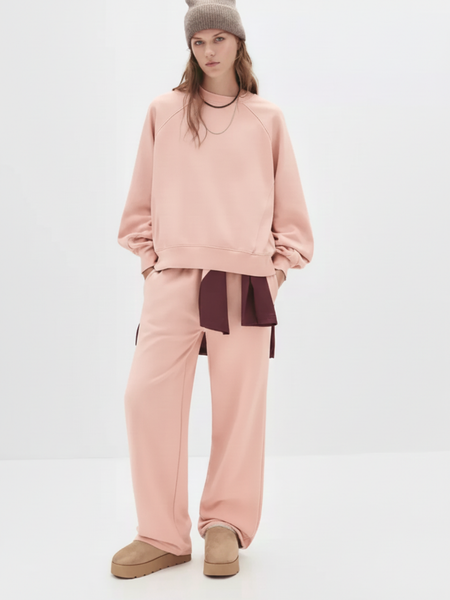 Baby Pink Wide Leg Jogger