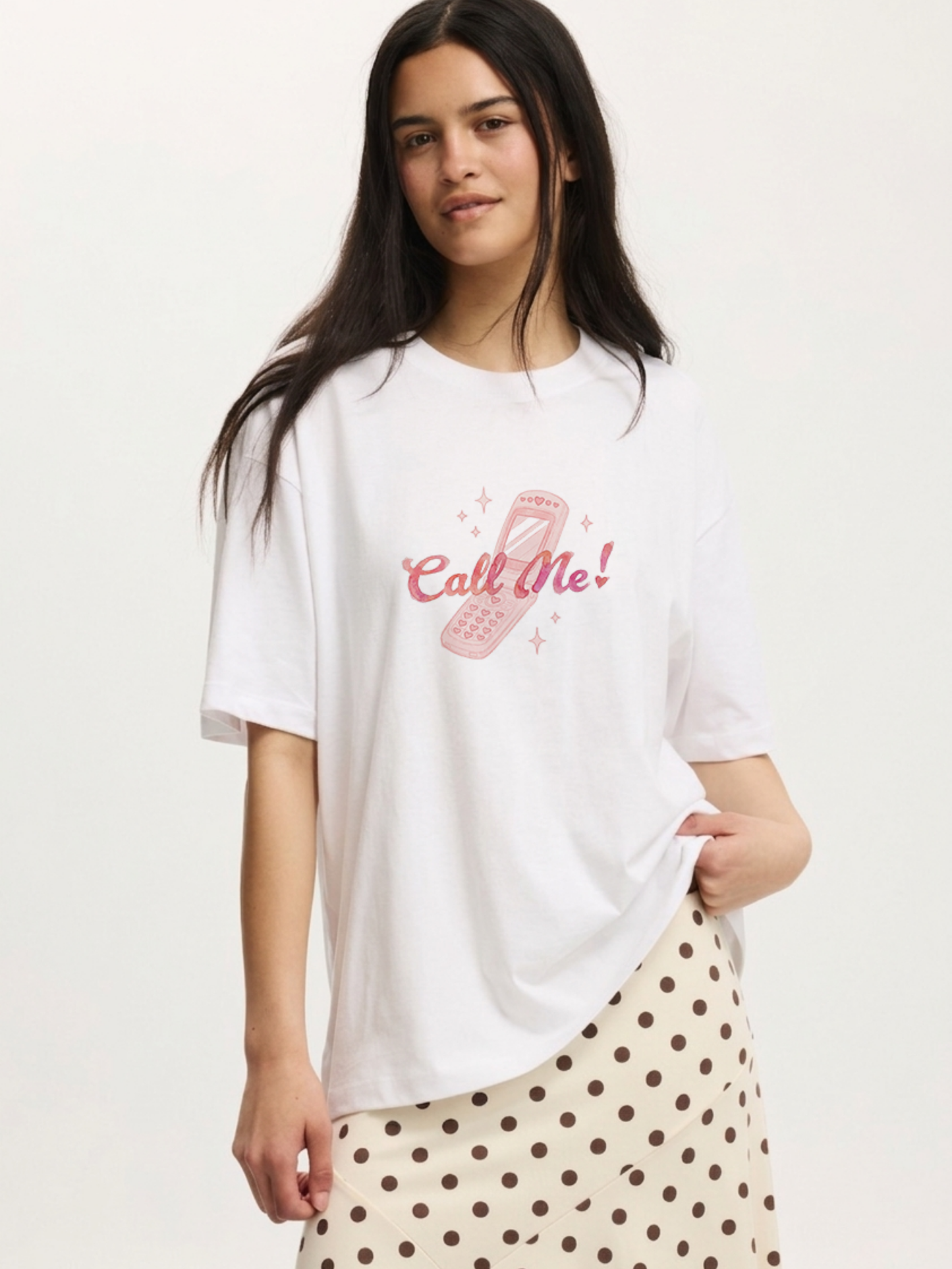 Call Me Oversized T-Shirt- White