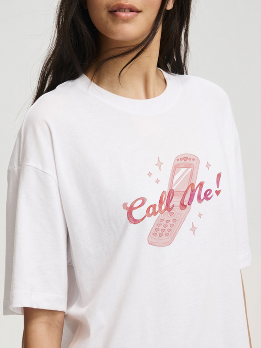 Call Me Oversized T-Shirt- White