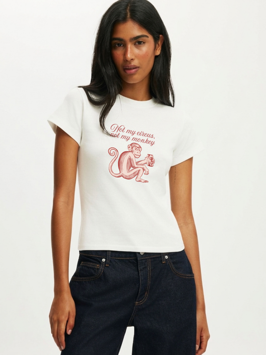 Diet Coke Monkey Crop T-Shirt - White