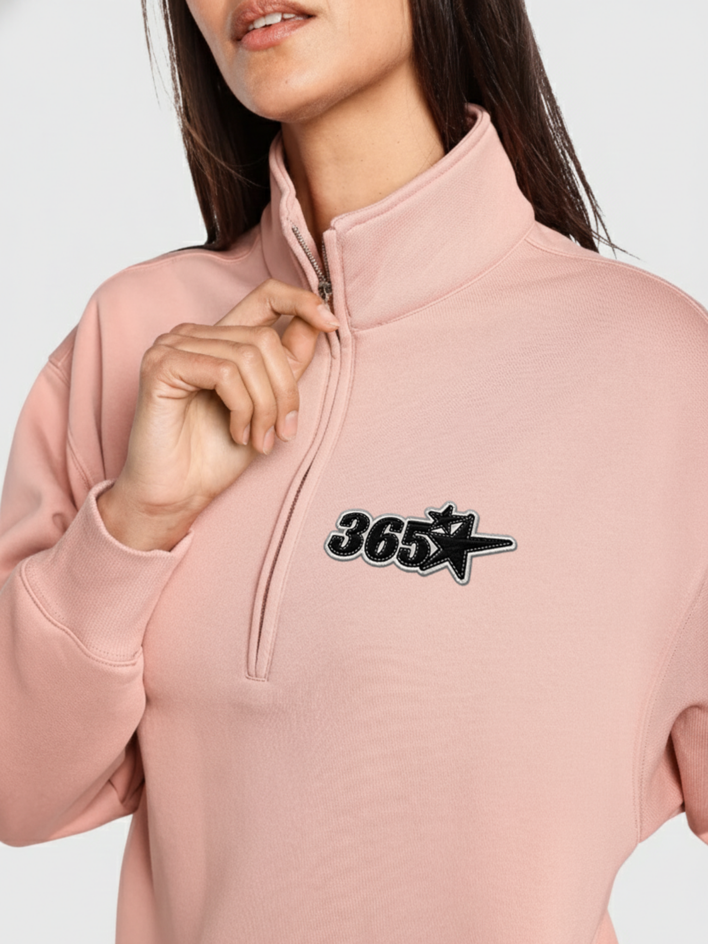 Baby Pink Half Zip Oversized Sweatshirt- 365