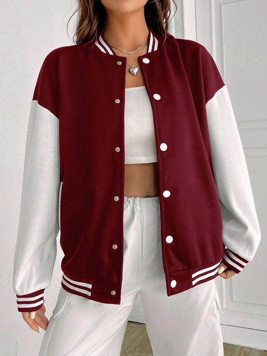 Maroon-White Varsity Jacket