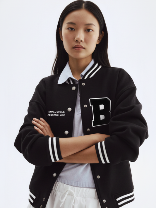 Black Varsity Jacket- B Patch