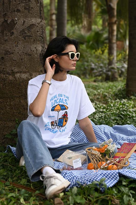 Locals Ice Cream Oversized T-Shirt- White