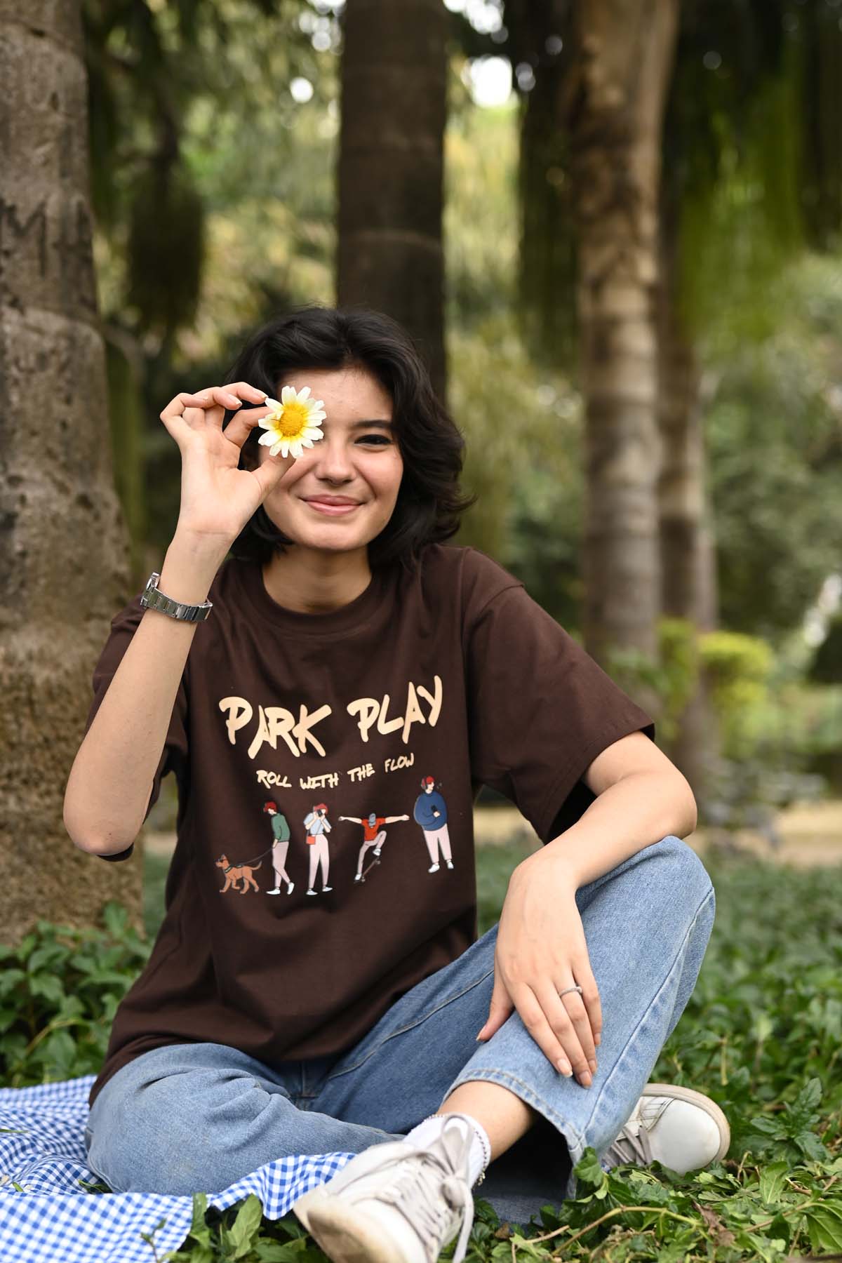 Park Play Oversized T-Shirt- Brown