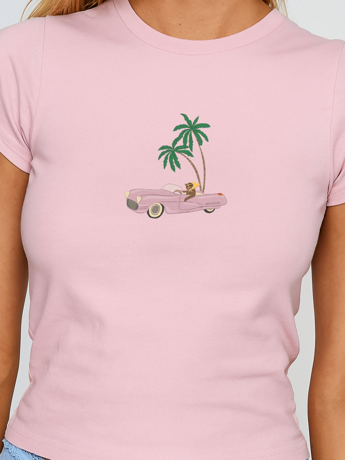 Beach Dog Crop T-Shirt-Pink