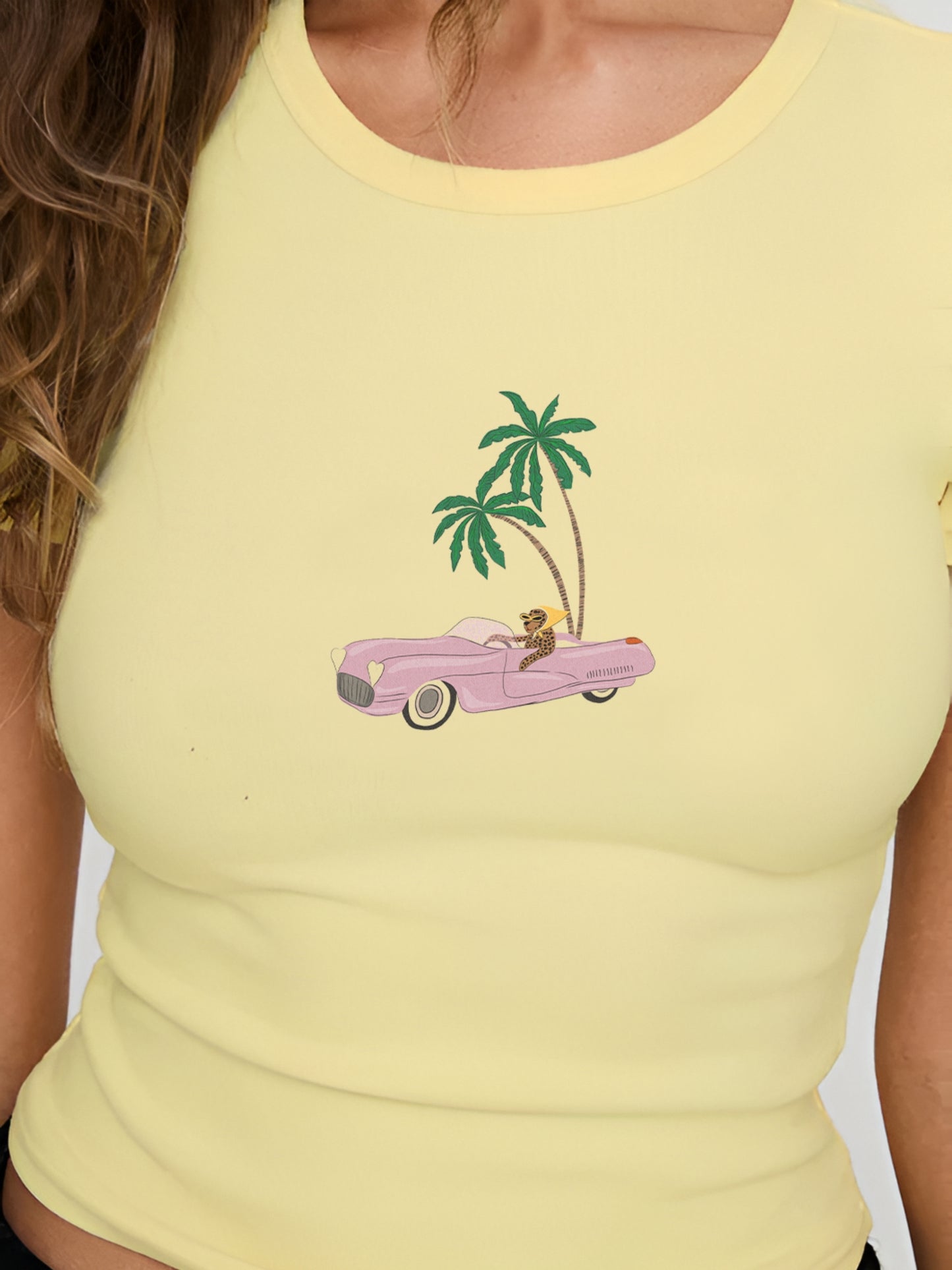 Beach Dog Crop T-Shirt-Yellow