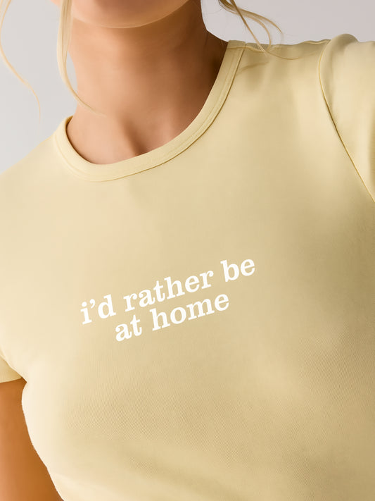 I'd rather be home Crop T-Shirt- Yellow