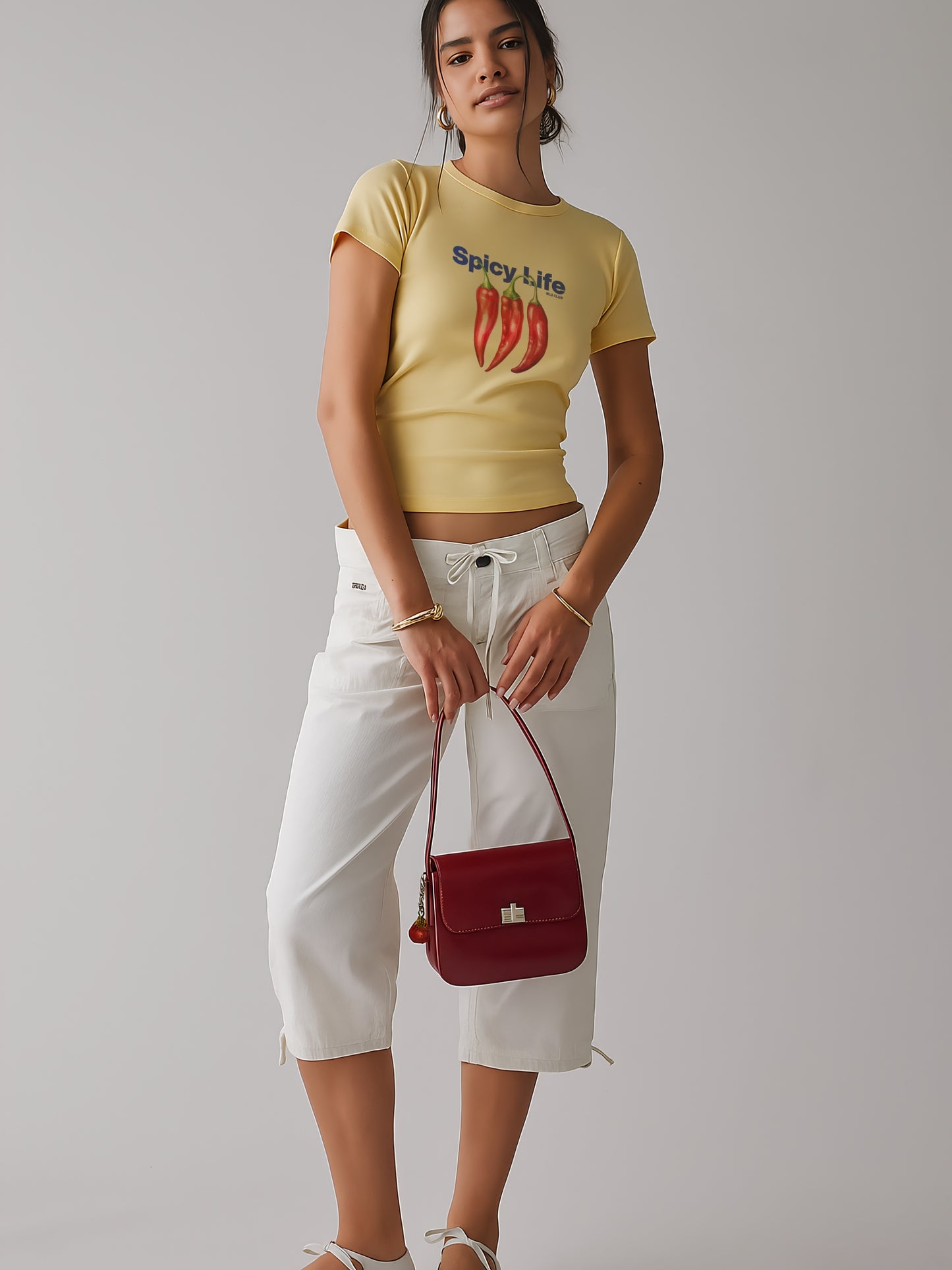 Spicy Life Crop T-Shirt-Yellow